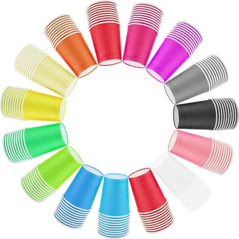 Gobelets à café et à thé, mariages et anniversaires, gobelets multicolores pour boissons chaudes et froides, biodégradables et compostables, 15 couleurs de gobelets en papier pour décorations de fêtes (1/5)