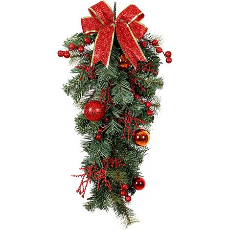 Dekorativer, exquisiter tropfenförmiger Weihnachtskranz für Einkaufszentren, Häuser und Gärten, 65 cm, Typ C (1/2)