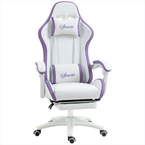 Chaise de bureau gaming ergonomique blanche 65 x 65 x 121-129 cm (1/5)