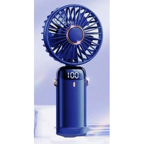Faltbarer tragbarer Ventilator mit 5 Geschwindigkeitsstufen, 3-in-1 (tragbar/Nacken/Tisch), geeignet für den Innen- und Außenbereich (blau). (1/5)