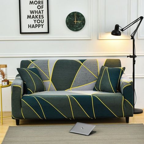Housse de Extensible Housse de Canapé avec accoudoirs Housse de Canapé-lit Elastique Couverture Impression pour Parfaite Protection pour Canapé 140-180cm vert