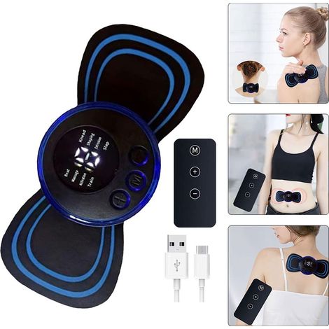 Set di 2 mini massaggiatori elettrici per il collo, portatili, elettrici, palmari, stimolatori cervicali e della schiena, con telecomando (1/4)