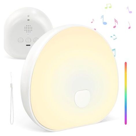 Machine à Bruit Blanc Portable, 7 Couleurs de Veilleuse pour Bébé, avec Apaisants Musicaux, Réglages de Minuterie, Batterie Rechargeable, Type-C, White Noise Machine pour Adulte, Bébé (1/5)