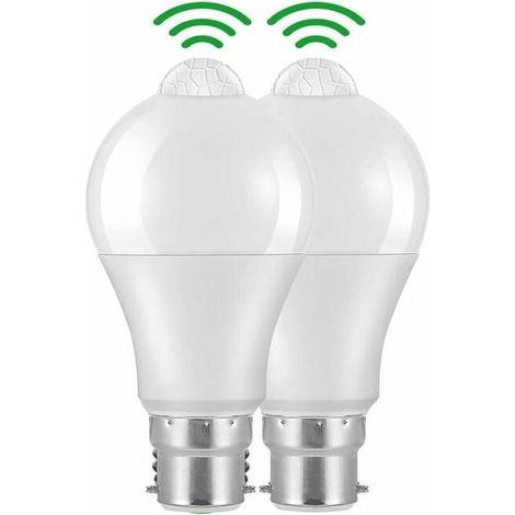 B22 Bayonet LED Motion Sensor Bulb, 12W, 1020lm, Cool White 6000K, CIR 85, IP42 Waterproof Energy Saving, Non-Dimmable MUMU (1/4)
