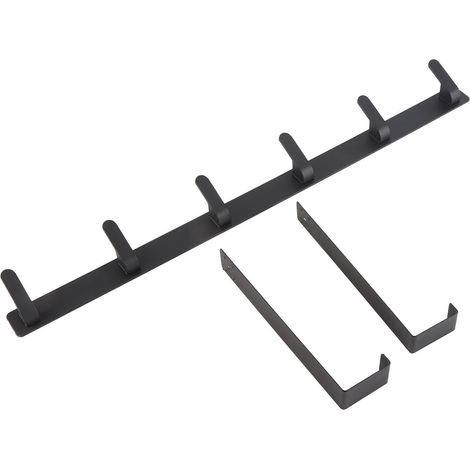Crochets porte-serviettes noir pour suspendre manteaux,sacs et peignoirs,6 crochets, en aluminium (1/5)