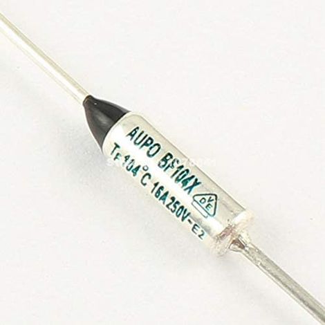 Fusible thermique 16A 250V – Température d'ouverture 104°C – Position axiale – Type axial pour circuits électriques