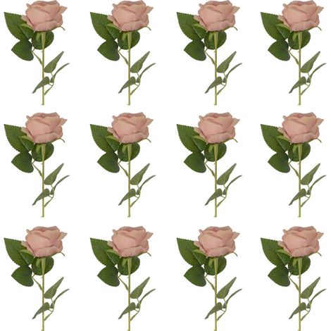 (Kaffeefarben) 12 künstliche Seidenrosen aus Paris, Dekoration für Valentinstag, Hochzeiten, Hotels und Zuhause (1/2)