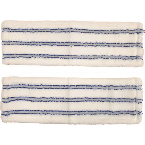 Lot de 2 Housses Plates Microfibres Grattantes, Dimension 44 cm x 14 cm, pour Balai Professionnel Type combiné