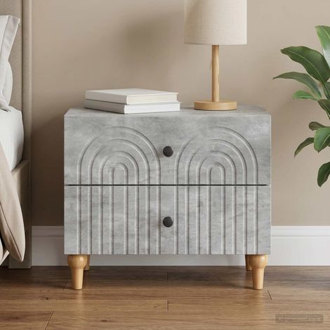 vidaXL Bedside Cabinet Concrete Grey 62 x 34.5 x 48 cm Engineered Wood (1/5)