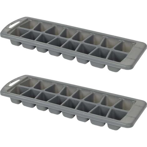 Set de 2 Moules gris à glaçons cubes capacité 16 glaçons en polypropylène
