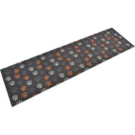 Tapis de cuisine lavable à motif empreintes de pattes, 45 x 150 cm, en velours (1/5)