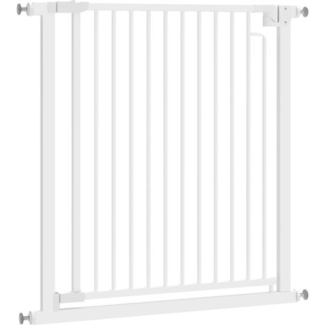 Barrière de sécurité pour chiens bébés 76-80 cm extension fixation pression sans perçage blanche