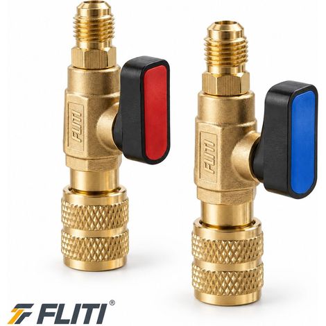 Adaptateurs Rapides Laiton Coupleur Climatisation R22 R410A - Connecteur Haute et Basse Pression, Kit Complet Bleu et Rouge (1/5)