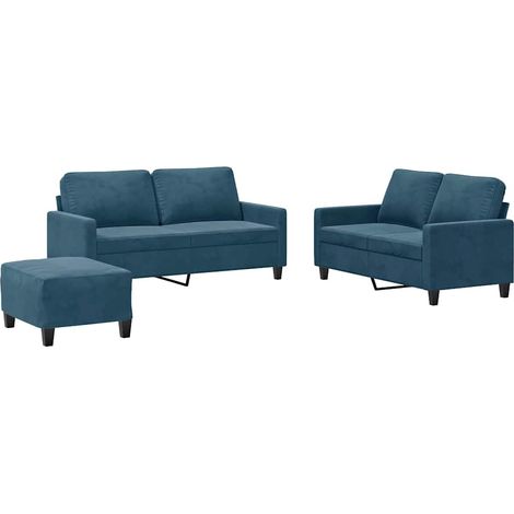 Maison Exclusive - Set di Divani 3 pz con Cuscini Blu in Velluto