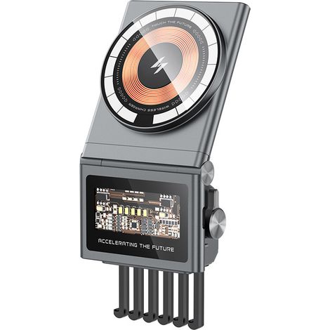 Magnetisches, kabelloses Autoladegerät speziell für Tesla-Fahrzeuge, kompatibel mit dem MagSafe Apple 16 Magnetic 15W Wireless Charger – Grau (1/3)
