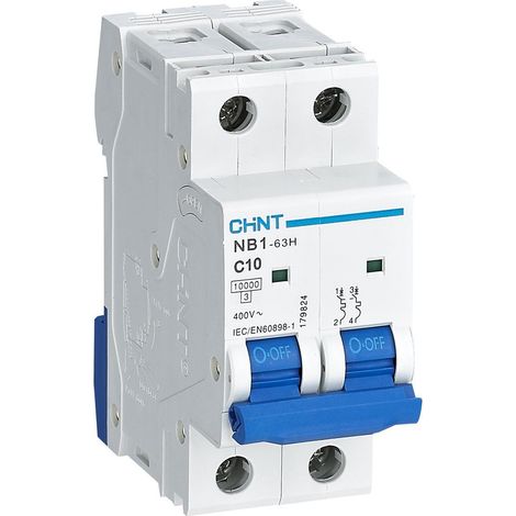 Interruptor magnetotérmico chint nb1-63h/c10 2p 10a curva c - 179824