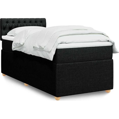 Boxspringbett mit Matratze Schwarz 100x200 cm Stoff