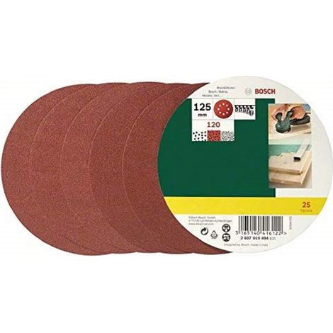 Bosch Accessories 2607019494 Carta abrasiva eccentrica a strappo, perforato Dimensione dei grani 120 (Ø) 125 mm 25 pz. (1/5)