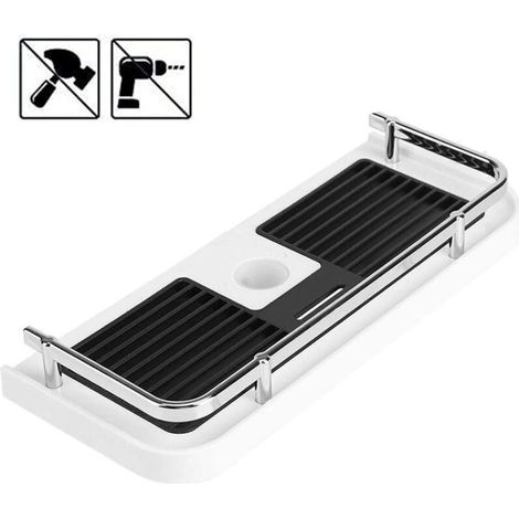 Étagère de douche pour la tringle de douche Sans Perçage salle de Bains Douche Rack Duschregal Douche salle de Bain Rangement étagère de douche à Accrocher Badezimmerablage avec 2 Crochets (1/5)
