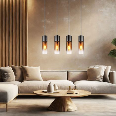 Hängeleuchte Pendellampe Esszimmerleuchte Küchenlampe 4 flammig Glas H 156 cm