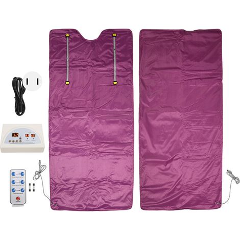 Couverture chauffante infrarouge lointain pour sauna, élimination des graisses et transpiration, télécommande incluse, violette, 180x80cm, prise américaine 110V (1/5)