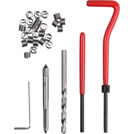Edelstahl-M5-Gewindereparatursatz, 30-teiliges M5 x 0,8 mm Helicoil-Einsatzwerkzeug, Gewindewiederherstellungssatz, Handwerkzeugsatz für die Autoreparatur (1/5)