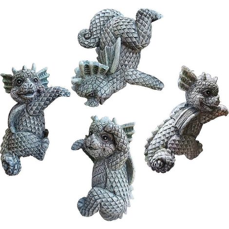 4x Gartenfigur Drachenskulptur für Rasen, Regal oder Bücherregal (1/5)