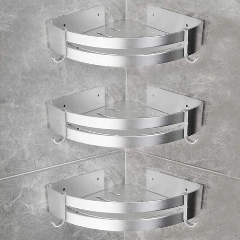 Lot de 3 Etagères de Douche en Aluminium avec Crochets sans Perçage Etagère d’Angle de Douche (1/5)