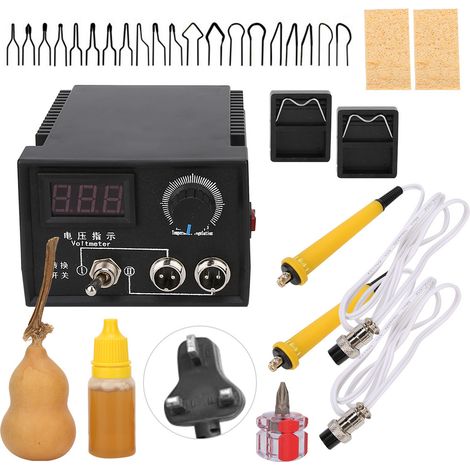 Fer à pyrogravure numérique LH40-SF802, double interface, outil de soudure chauffant pour artisanat en bois, prise UK 220-240V (1/5)