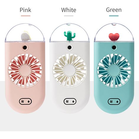 Ventilateur brumisateur portable avec humidificateur intégré, veilleuse colorée, silencieux, 3 vitesses, alimentation USB, idéal pour les étudiants, les voyages, le camping, le bureau ou la maison. (1/4)