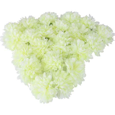 50 künstliche Ringelblumen, cremefarben, 10 cm, Girlande aus künstlichen Blütenköpfen für Hochzeiten, Heimdekoration und Weihnachtsdekoration (1/5)