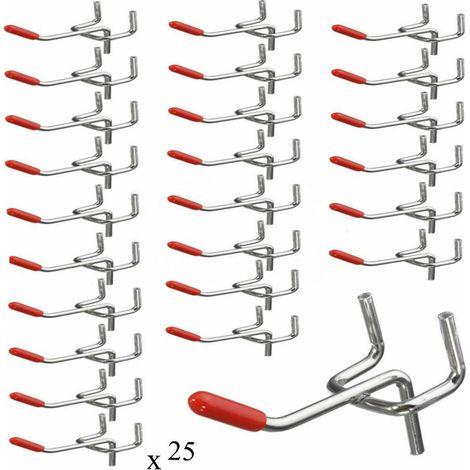 GROOFOO 25 Pcs Inoxydable Crochets pour Panneau Perforé 25 mm, Crochets pour étagères Murales pour Affichage Panneau Perforé Garage Magasin Outils Rangement Cintre Crochets pour étagères Murales (1/5)