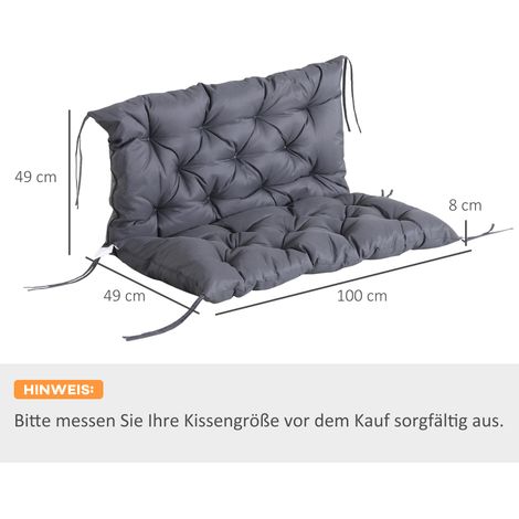 Coussin d'assise pour banc de jardin, 100 x 98 x 8 cm, rembourrage en coton gris foncé, confortable et résistant aux intempéries (1/5)