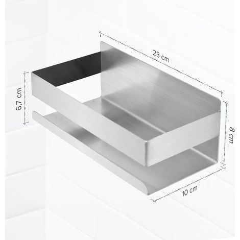 Rangement Douche Sans Percage - 3M Adhesif - Etagere Salle de Bain pour Shampoing et Gel douche - Panier Serviteur Douche - Acier Inox Sansrouille (1/4)