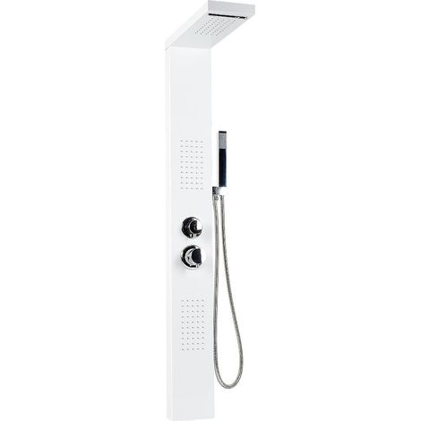 Système de panneau de douche Acier inoxydable Colonne de douche Blanc (1/5)