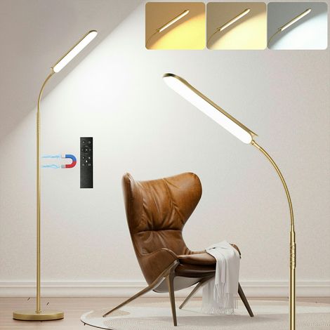 Lampadaire LED doré 18 W 1800 lumens à intensité variable avec 4 températures de couleur, télécommande et contrôle tactile, minuterie 1 h, pour salon, chambre à coucher, bureau (1/5)