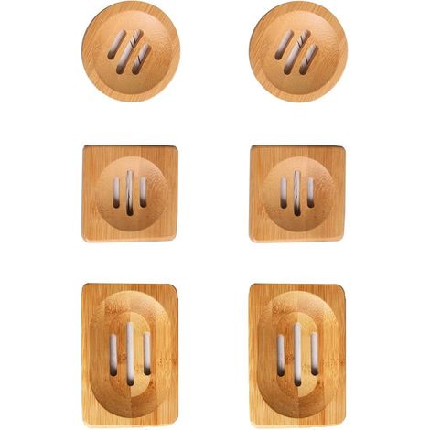 6 Pièces Porte-Savon en Bambou, Porte-Savon Fait Main, Boîte à Savon Fait Main en Bois, Convient pour Les Salles de Bain, pour Ranger Le Savon (1/5)
