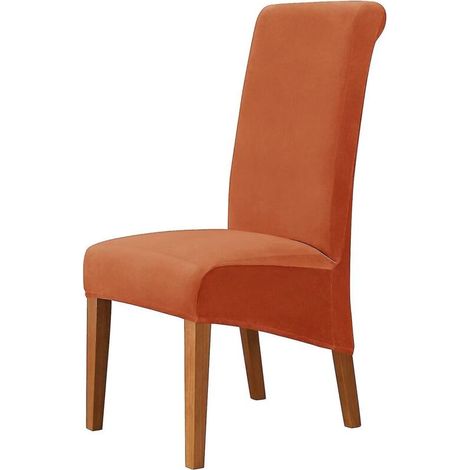 Stuhlhussen für Esszimmerstühle, weiche und dehnbare Sitzbezüge für große Esszimmerstühle, waschbar und abnehmbar, 2er-Set, braun (1/4)