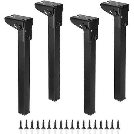 Ensemble de 4 pieds de table pliables, 30 cm, noirs, convenant aux lits, canapés et armoires. (1/5)