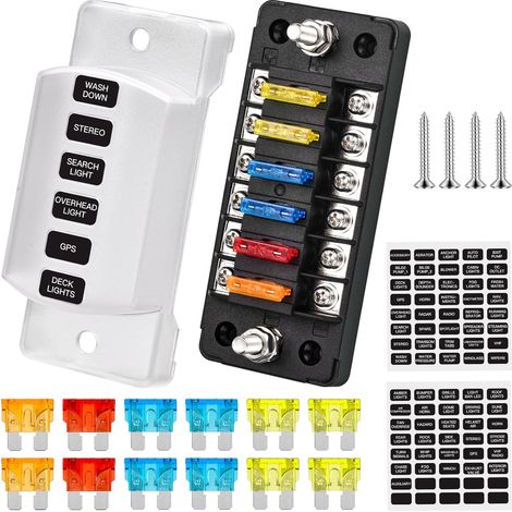 Porte Fusible Boite 12V,Fusible Voiture à 6 Compartiments avec 12 Fusibles (1/5)