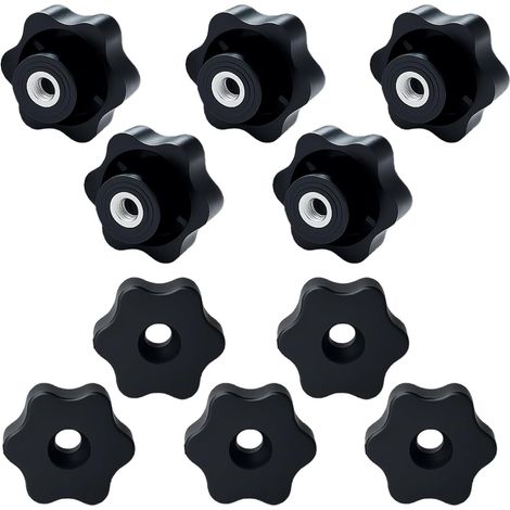 10 - Bouton De Serrage - Écrou Papillon - Fixation Manuelle Sans Outil - Pour Machines Et Meubles - Noir - M8x4,8cm (1/5)