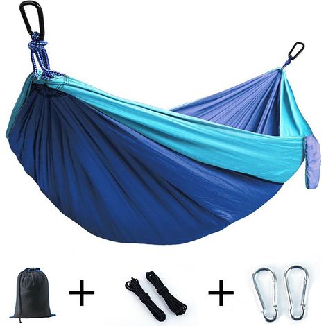 Hamac de camping en nylon avec sangles pour arbres 260 x 140 (1/5)