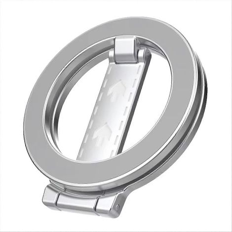 Support magnétique double face pour téléphone, anneau de maintien, béquille, aimant de fixation, panneaux de signalisation routière - Argent (1/5)