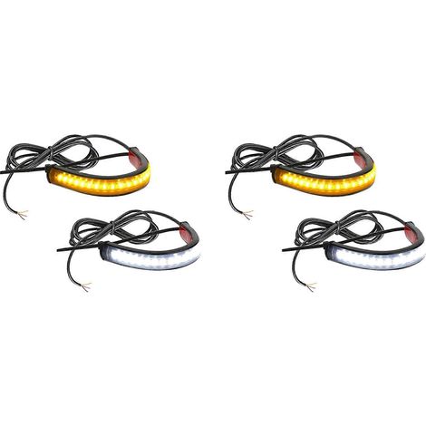 Clignotants de fourche LED bicolores flexibles et étanches pour moto (lot de 4), avec fonction switchback et feux de jour (DRL). (1/5)
