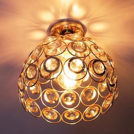 Plafonnier Industrielle en Cristal Cage Fer Forge Lampe Suspension Luminaire Vintage pour Couloir Café Bar Restaurent Or Rose (1/4)