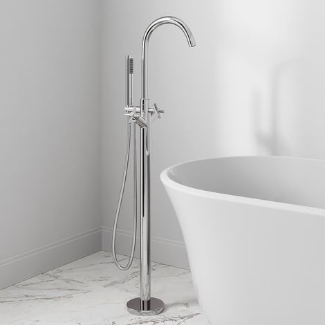 Freestanding Bathroom Tap Bath Shower Mixer Chrome Floor Mounted Free Standing