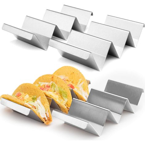 Taco-Ständer aus Edelstahl, 4er-Set, ofenfester Taco-Präsentationsständer, stabiler und rutschfester Taco-Halter, ideal zum Backen und Servieren, California Home Goods (1/5)