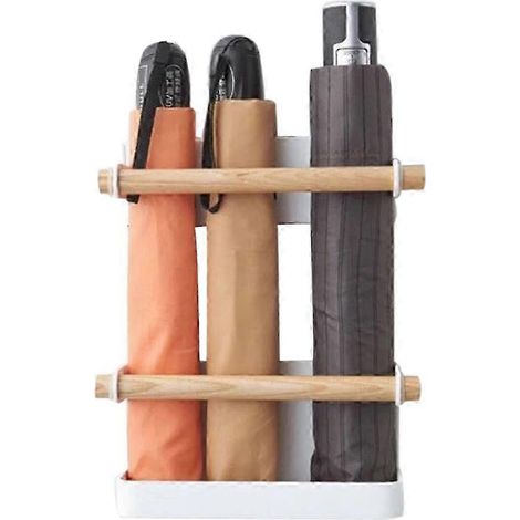 Support mural adhésif pour parapluies, lot de 2, porte-parapluie autocollant, rangement domestique, fixation sans perçage, idéal entrée et salle de bain (1/5)