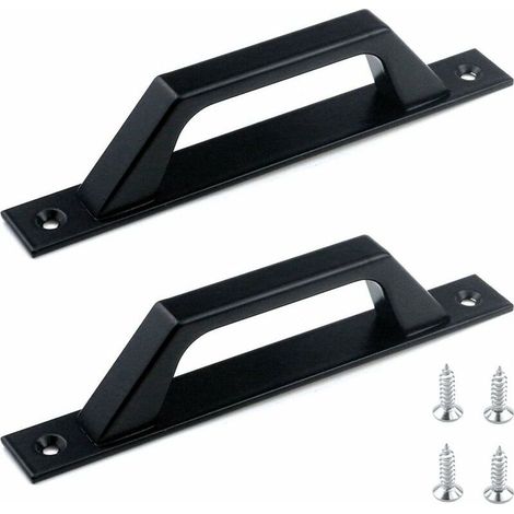 Lot de 2 poignées de porte coulissante noires, entraxe 175 mm, poignées en alliage d'aluminium moulé sous pression, poignées d'armoire (1/5)