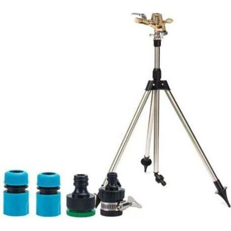 Tripod Sprinkler, Oscillating Sprinkler, Garden Watering Gun, Brass Telescopic Tripod Garden Sprinkler, 360 Degree Automatic Rotating Sprinkler for Yard, Garden, Lawn (1/4)